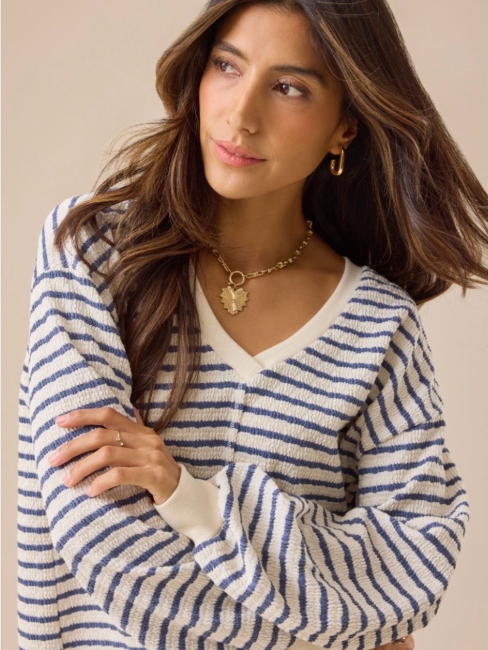 Altar'd State Raelynn V-neck stripped top